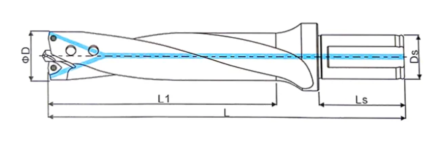 WPD 8xD Indexable Drill using WCMT ISO insert 8xD with Pilot Drill (Diameter 20 to 45 mm)